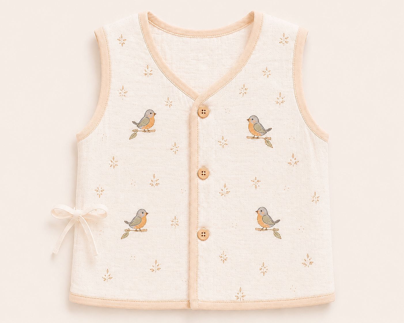 Crinkle Muslin Front Open Button Jabla – Set of 3 (Sleeveless)