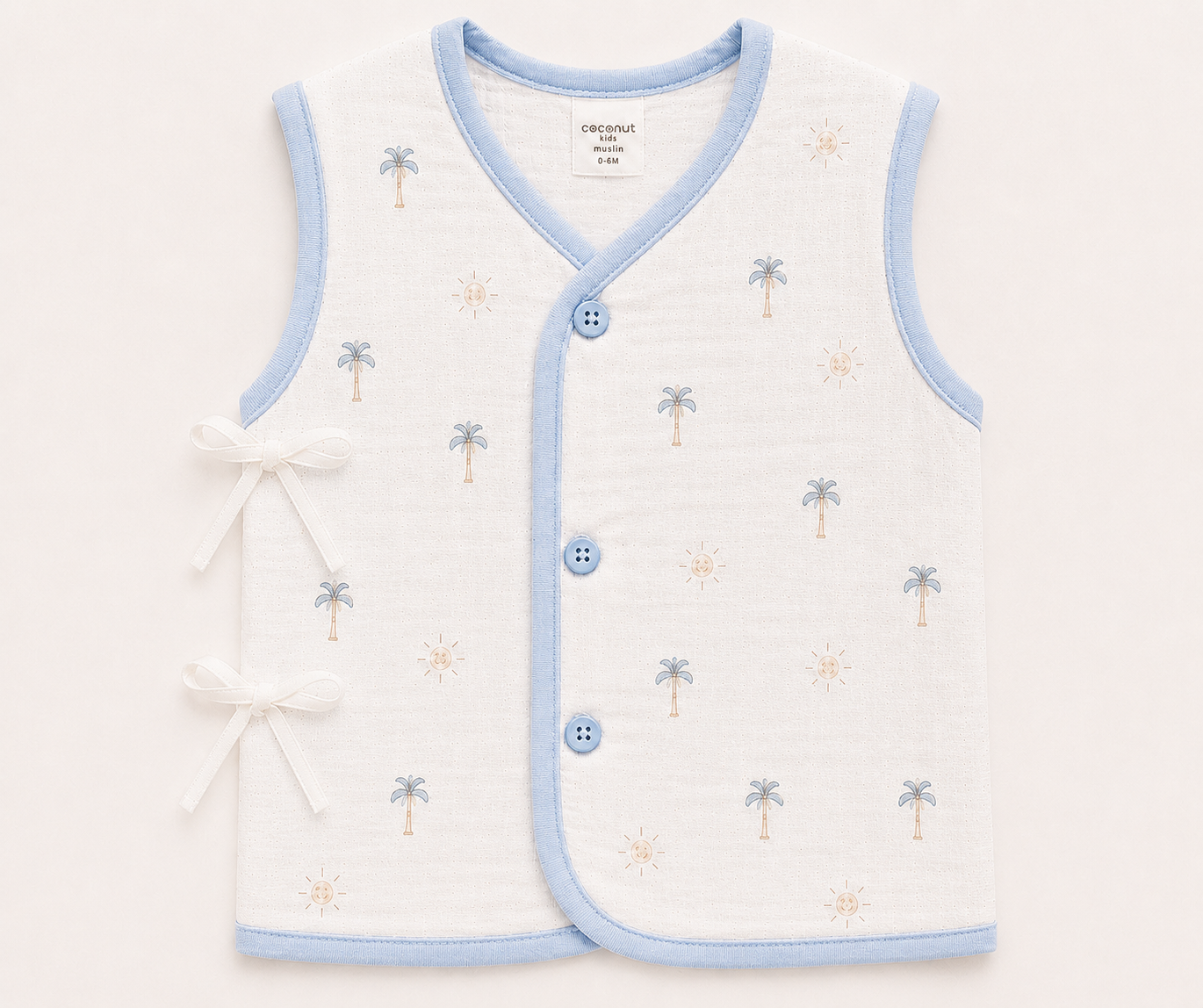 Crinkle Muslin Front Open Button Jabla – Set of 3 (Sleeveless)