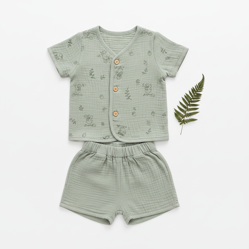Organic Cotton Baby Co-ord Set – Sage Green